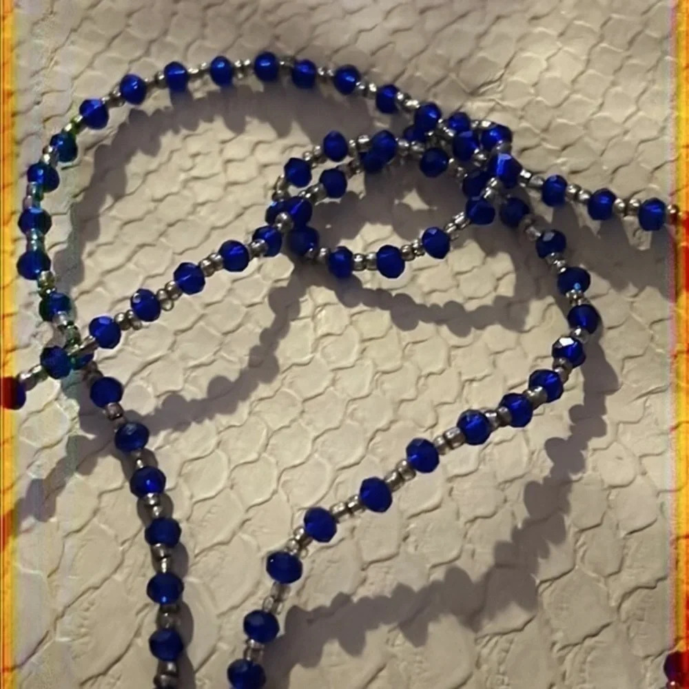 Spring Street Long Blue Beaded Necklace - Picture 3 of 14
